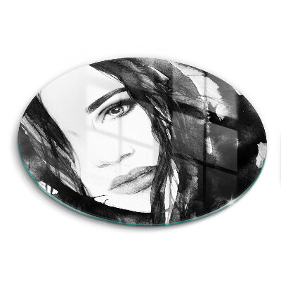 Üveg vágódeszka kerek Női arc