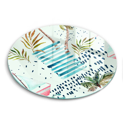 Edzett üveg vágódeszka kerek Nyaralás illusztrációk