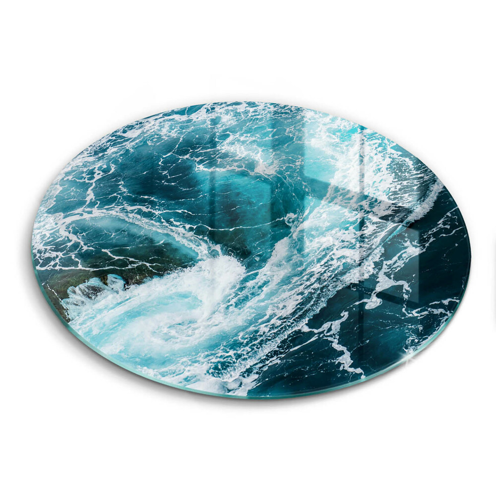 Üveg vágódeszka kerek Habos vízhullámok