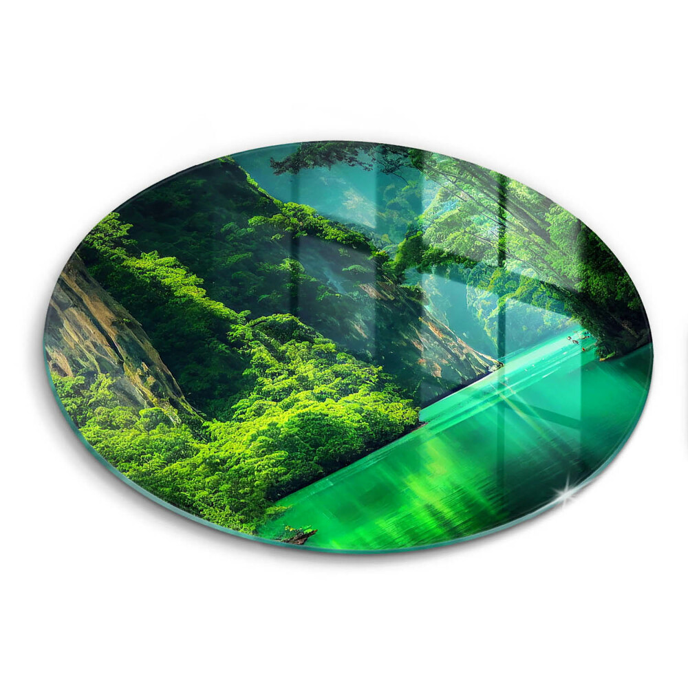 Edzett üveg vágódeszka kerek Lagúna táj