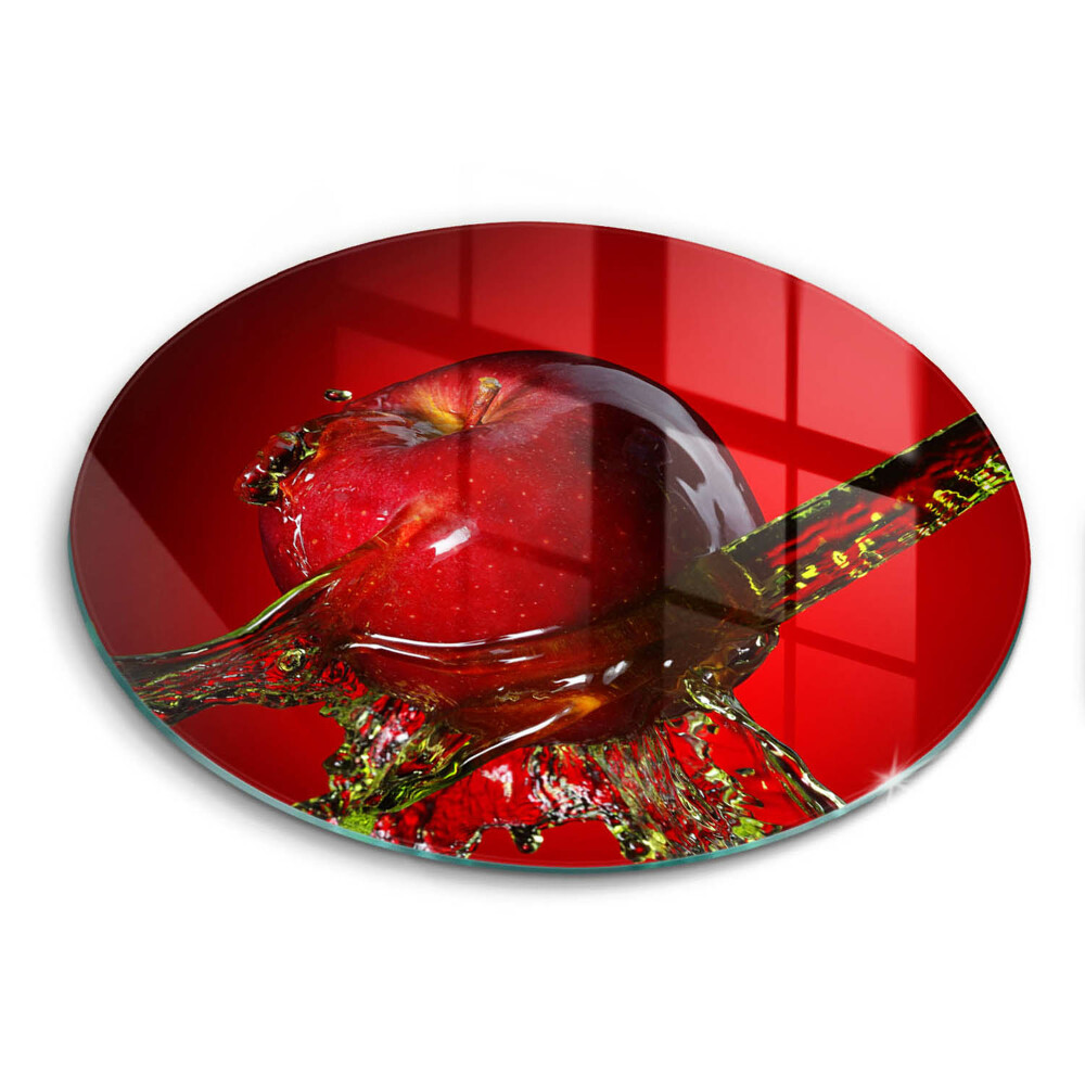 Üveg vágódeszka fényképpel kerek Alma gyümölcs vízben