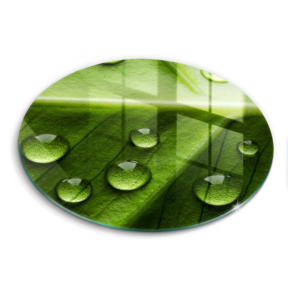 Üveg vágódeszka kerek Természet harmat és levél