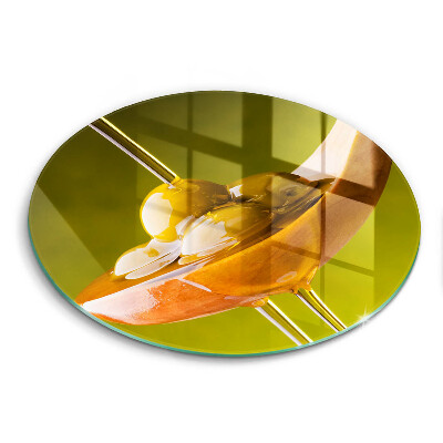 Üveg vágódeszka kerek Olaj és olajbogyó