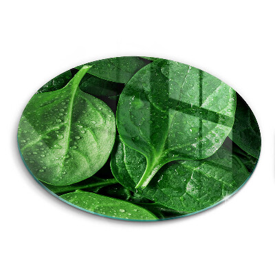 Üveg vágódeszka fényképpel kerek Bazsalikom levelek