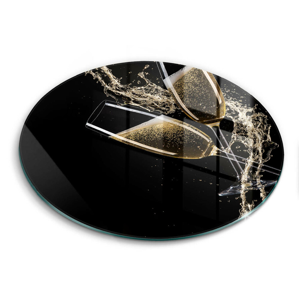 Üveg vágódeszka kerek Pezsgős poharak