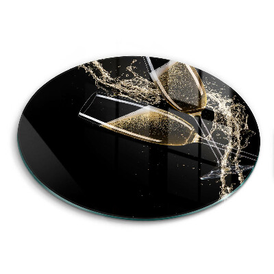 Üveg vágódeszka kerek Pezsgős poharak