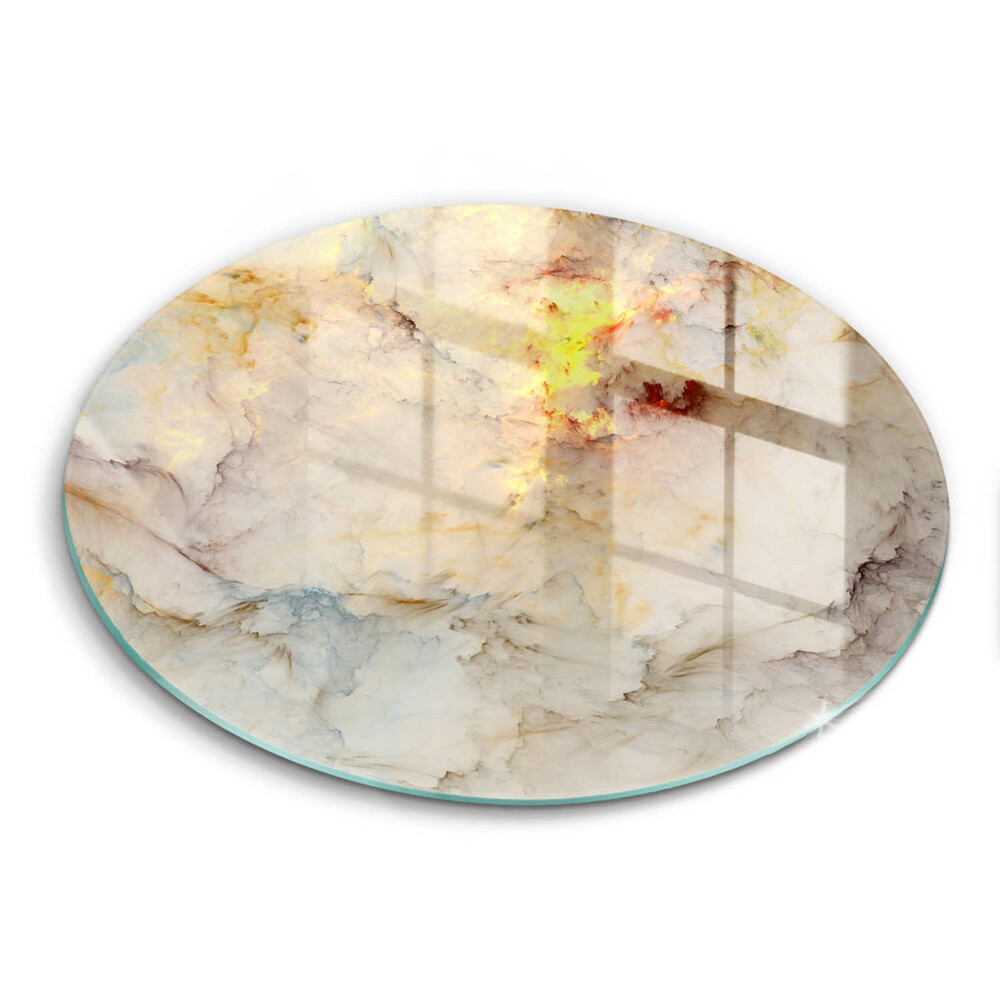 Edzett üveg vágódeszka kerek Texturált márvány arannyal