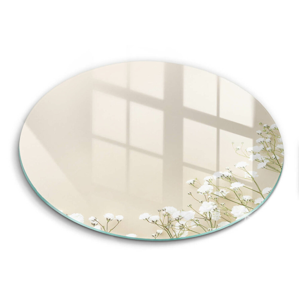 Edzett üveg vágódeszka kerek Gypsophila boho virágok