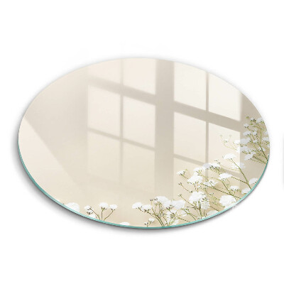 Edzett üveg vágódeszka kerek Gypsophila boho virágok