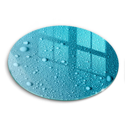 Edzett üveg vágódeszka kerek Vízcseppek