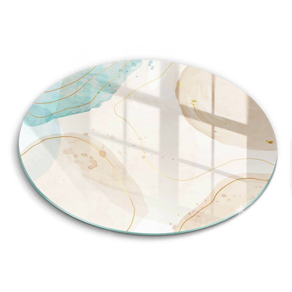 Edzett üveg vágódeszka kerek Boho foltok és arany