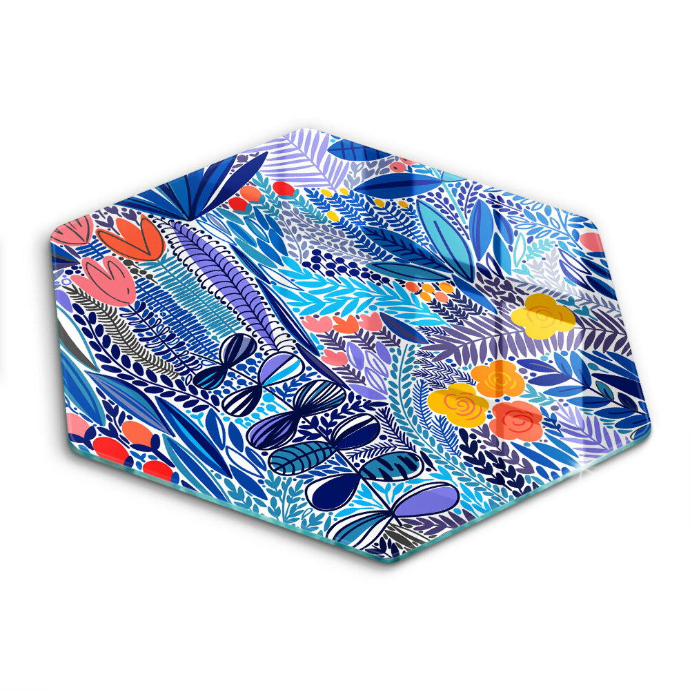 Edzett üveg vágódeszka hatszögletű Festett rét