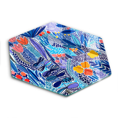 Edzett üveg vágódeszka hatszögletű Festett rét