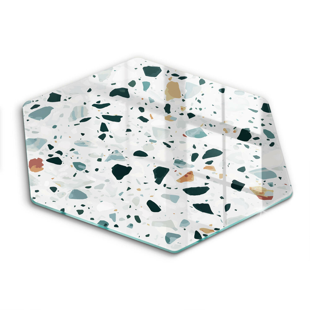 Edzett üveg vágódeszka hatszögletű Világos kőzet