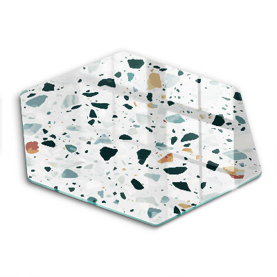 Edzett üveg vágódeszka hatszögletű Világos kőzet