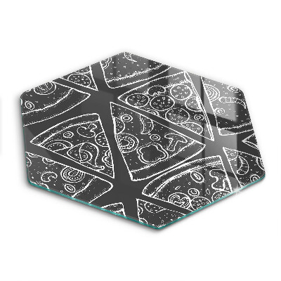 Üveg vágódeszka hatszögletű Egy pizza illusztrációja