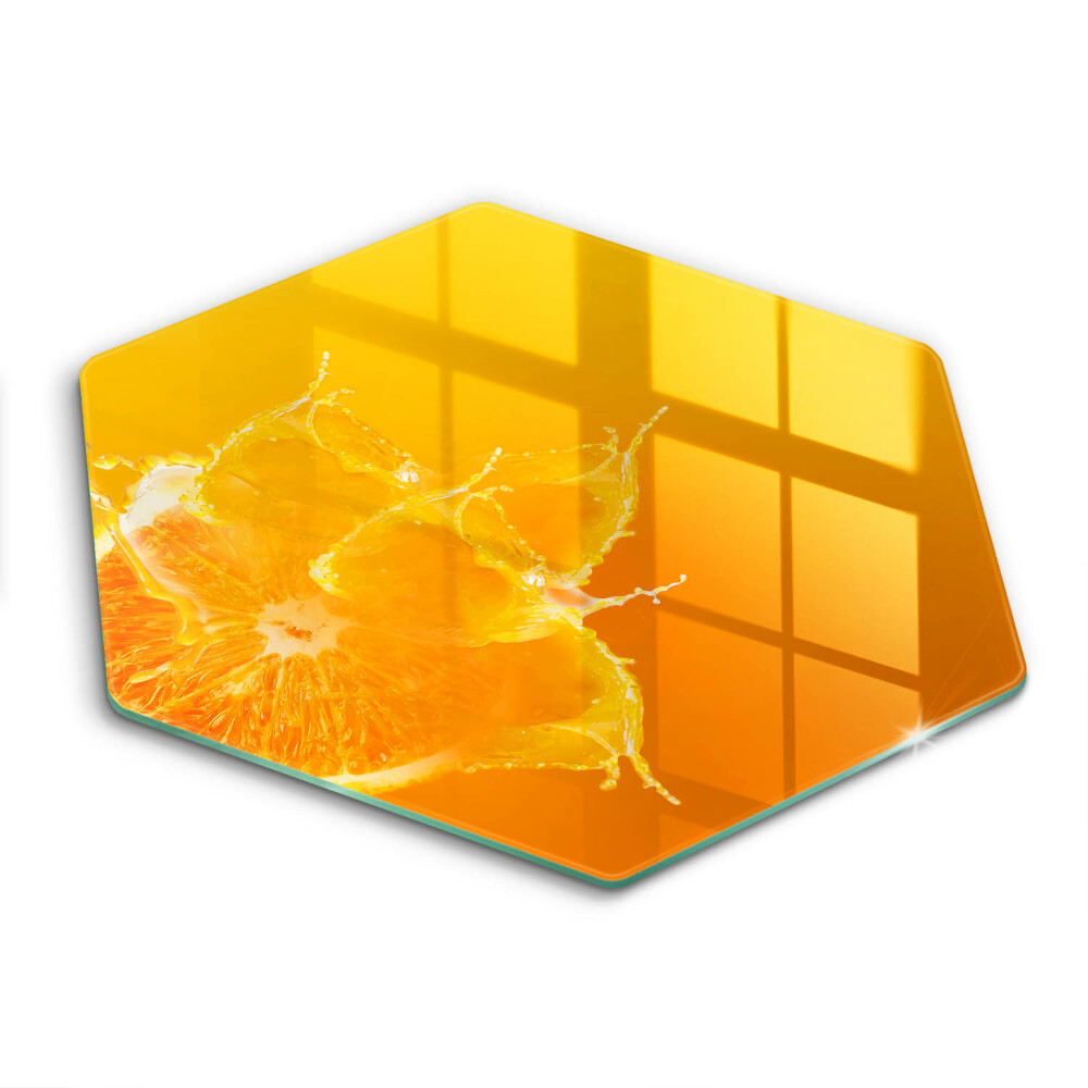 Üveg vágódeszka fényképpel hatszögletű Lédús narancs gyümölcs