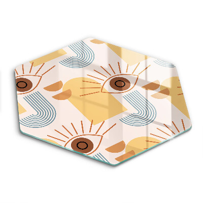 Üveg vágódeszka fényképpel hatszögletű Boho mintás szemek