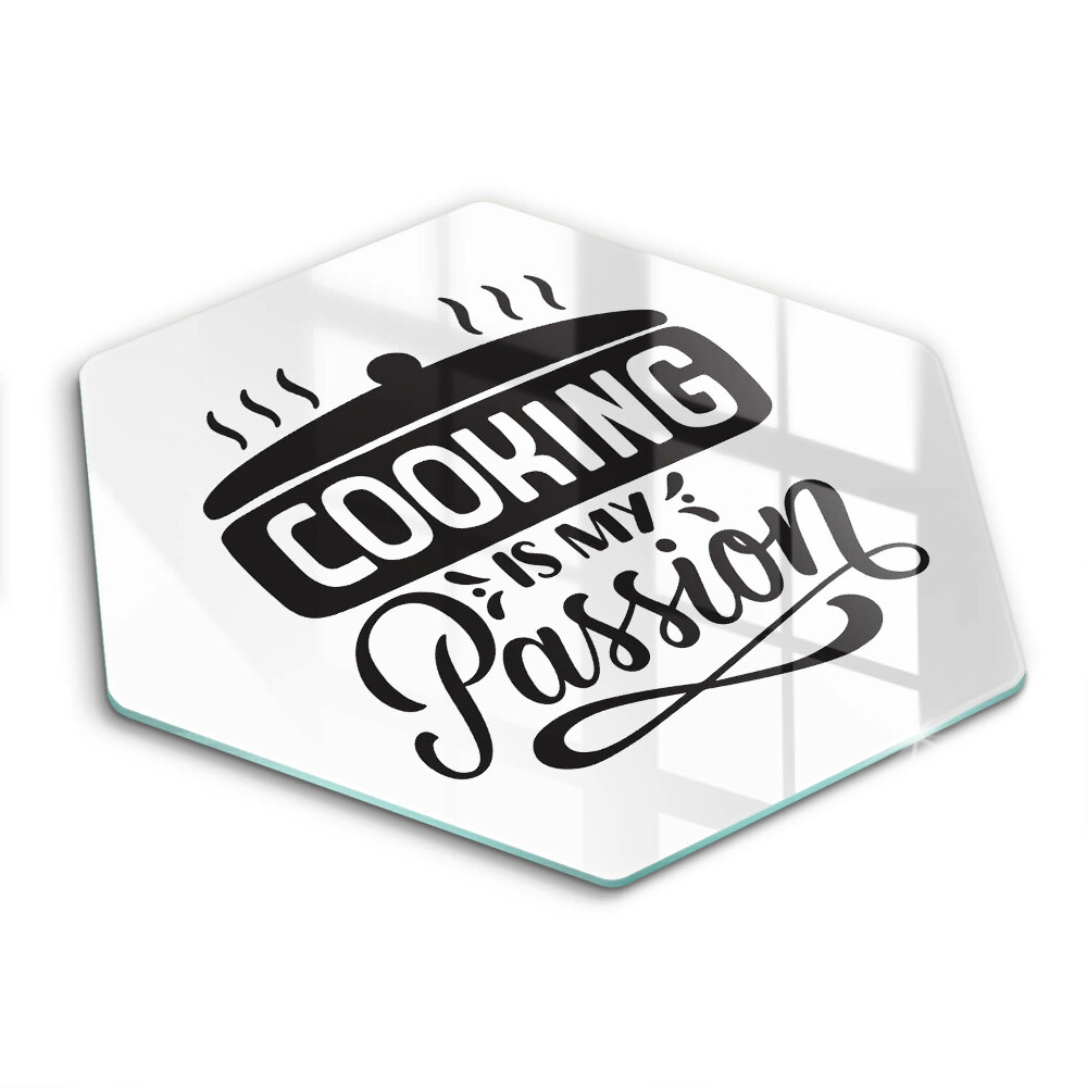 Üveg vágódeszka fényképpel hatszögletű A főzés a szenvedélyem