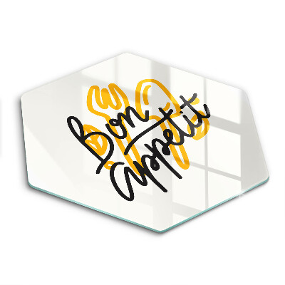 Üveg vágódeszka hatszögletű Bon Appetit felirat