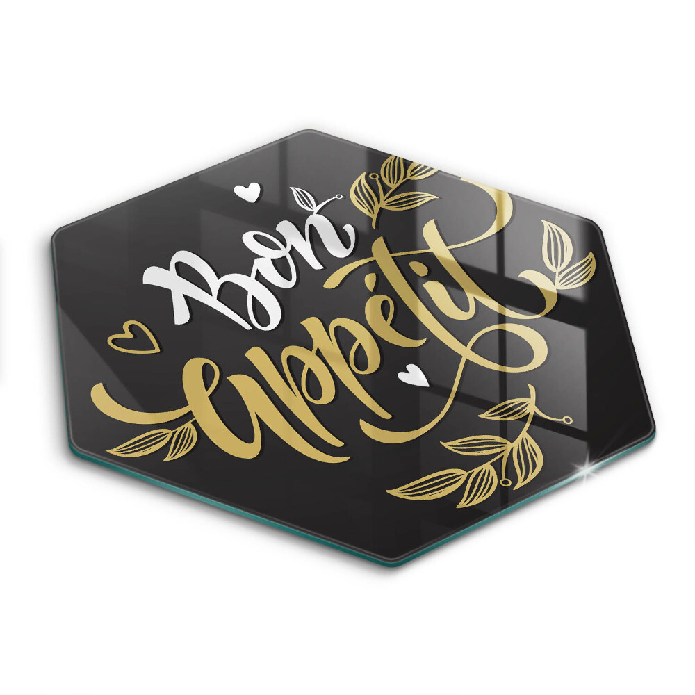 Üveg vágódeszka hatszögletű Bon Appetit felirat