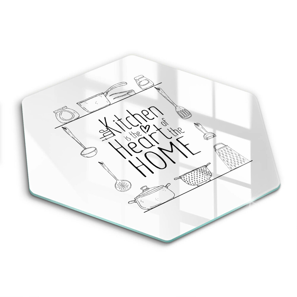 Edzett üveg vágódeszka hatszögletű Felirat, mondat