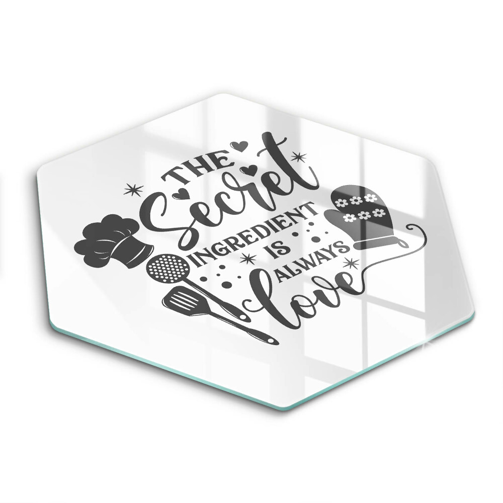 Edzett üveg vágódeszka hatszögletű Felirat, mondat