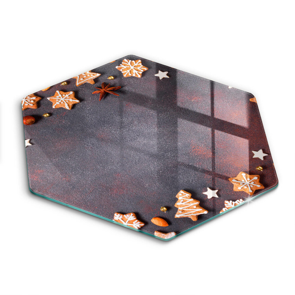 Üveg vágódeszka hatszögletű Karácsonyi mézeskalács