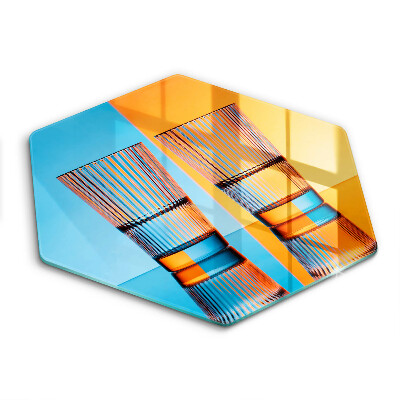 Üveg vágódeszka hatszögletű Két pohár víz