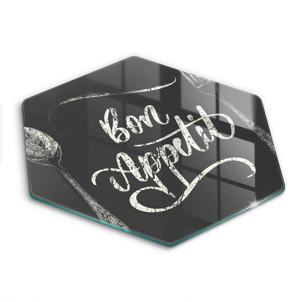 Üveg vágódeszka hatszögletű Bon Appetit felirat