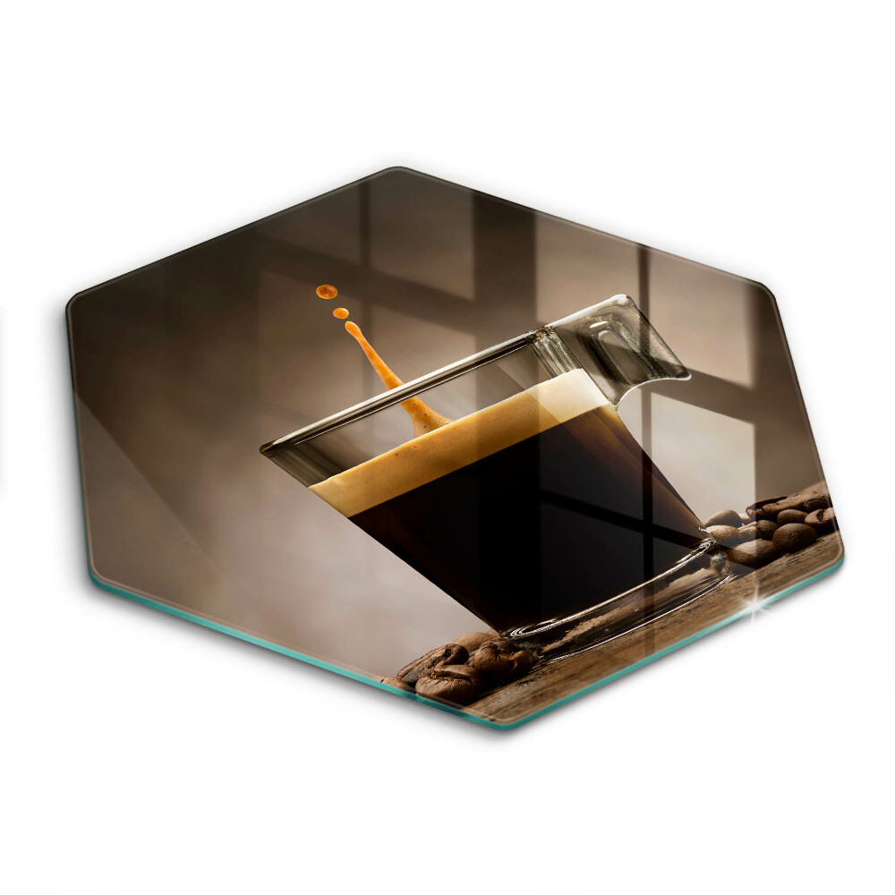 Üveg vágódeszka fényképpel hatszögletű Üveg és kávébab