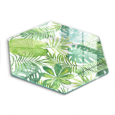 Üveg vágódeszka fényképpel hatszögletű Akvarell boho levelek