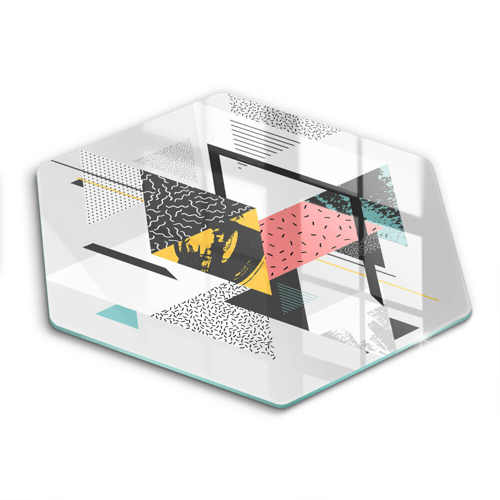 Edzett üveg vágódeszka hatszögletű Absztrakt háromszögek