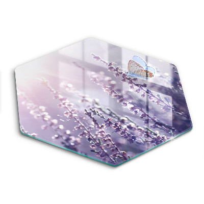 Edzett üveg vágódeszka hatszögletű Mezei virágok és pillangó