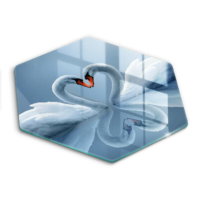 Edzett üveg vágódeszka hatszögletű Két hattyú szíve