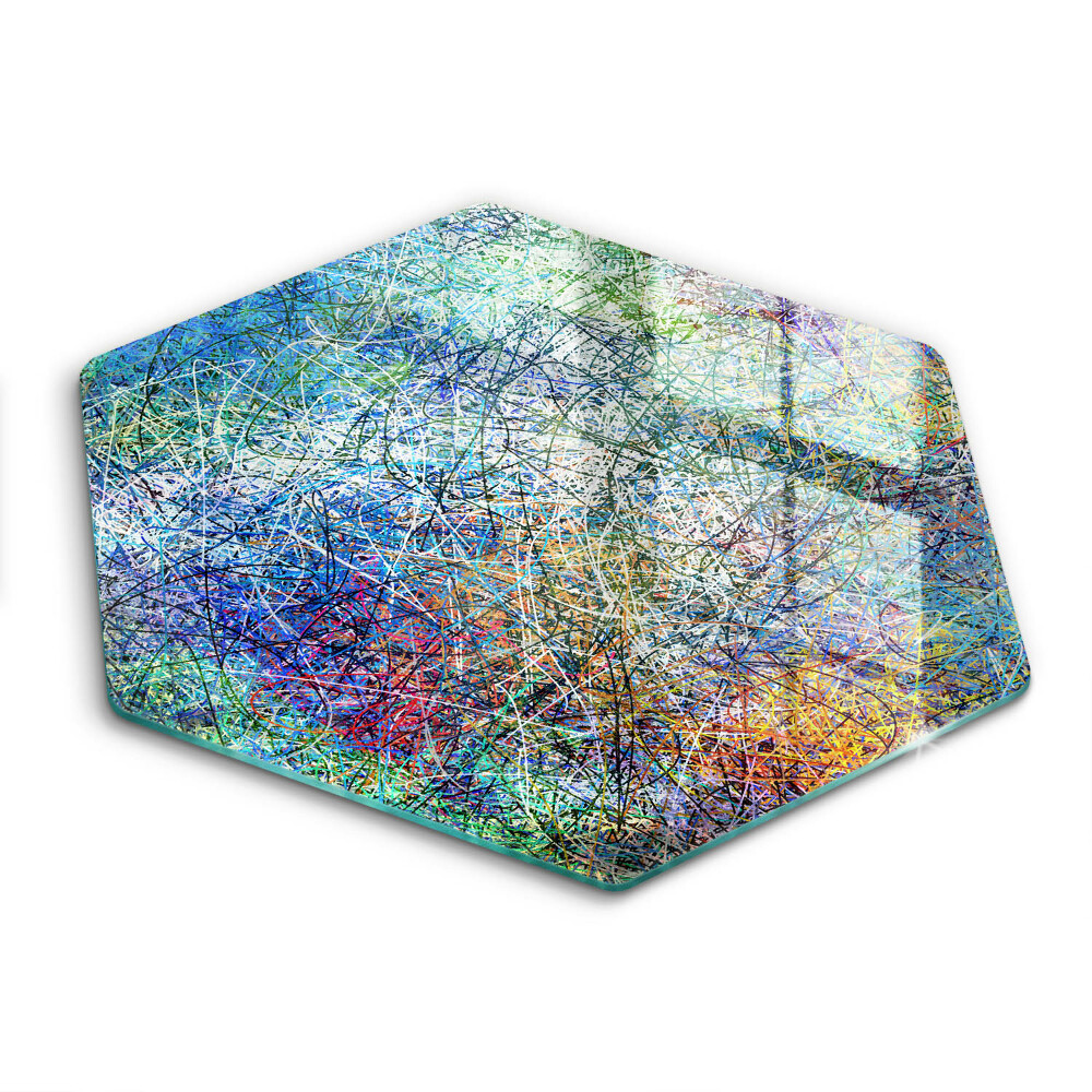 Edzett üveg vágódeszka hatszögletű Színes vonal absztrakció