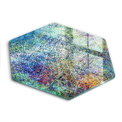 Edzett üveg vágódeszka hatszögletű Színes vonal absztrakció