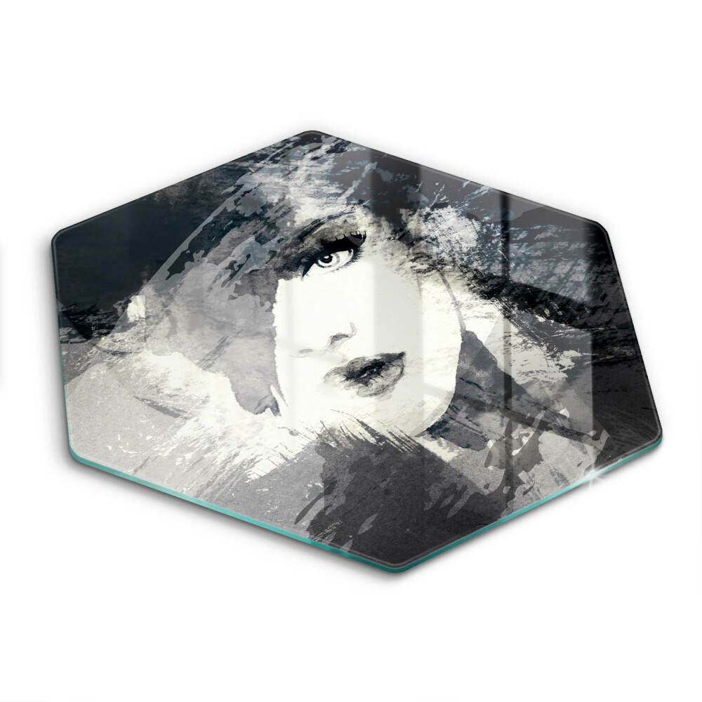 Üveg vágódeszka hatszögletű Női festmény