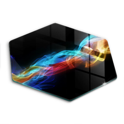 Üveg vágódeszka fényképpel hatszögletű Színes füst