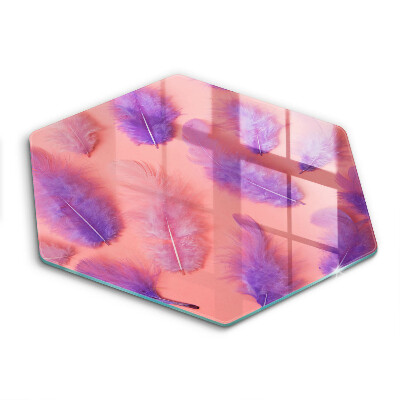 Üveg vágódeszka fényképpel hatszögletű Puffos tollak