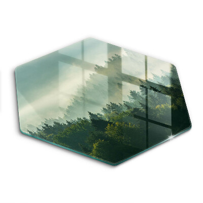 Üveg vágódeszka fényképpel hatszögletű Tájkép Erdei nézet