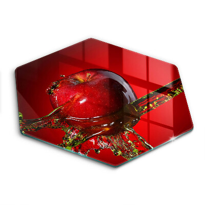 Üveg vágódeszka fényképpel hatszögletű Alma gyümölcs vízben