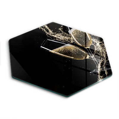 Üveg vágódeszka fényképpel hatszögletű Pezsgős poharak