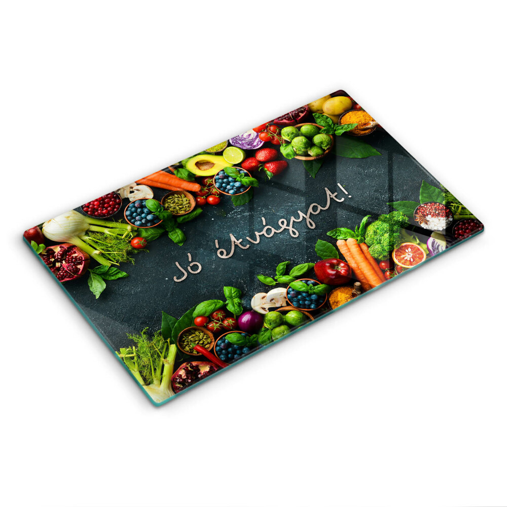 Üveg vágódeszka Gyümölcs és zöldség, Jó étvágyat!