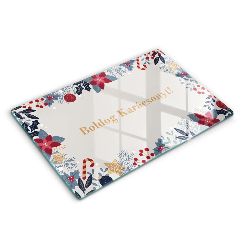Edzett üveg vágódeszka Karácsony: Kellemes Karácsonyi Ünnepeket!