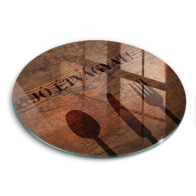 Kerek üveg vágódeszka Motívum: Jó étvágyat!