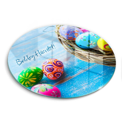 Kerek üveg vágódeszka Boldog Húsvétot!