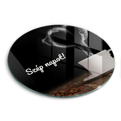 Kerek üveg vágódeszka Kellemes napot!