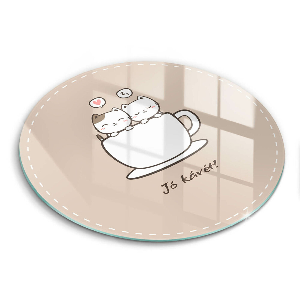 Kerek üveg vágódeszka Motívum: Jó étvágyat a kávéhoz!