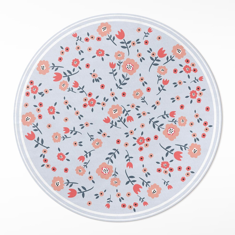 Kerek pvc szőnyeg Finom virágok pasztell színekben